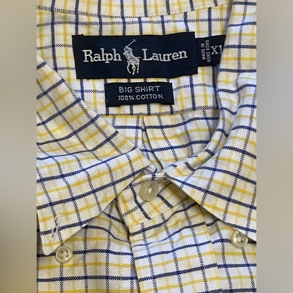 Ralph Lauren Yellow and Blue Plaid Casual Shirt - Picture 3 of 5